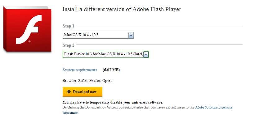 adobe flash for mac 10.5 8 free download